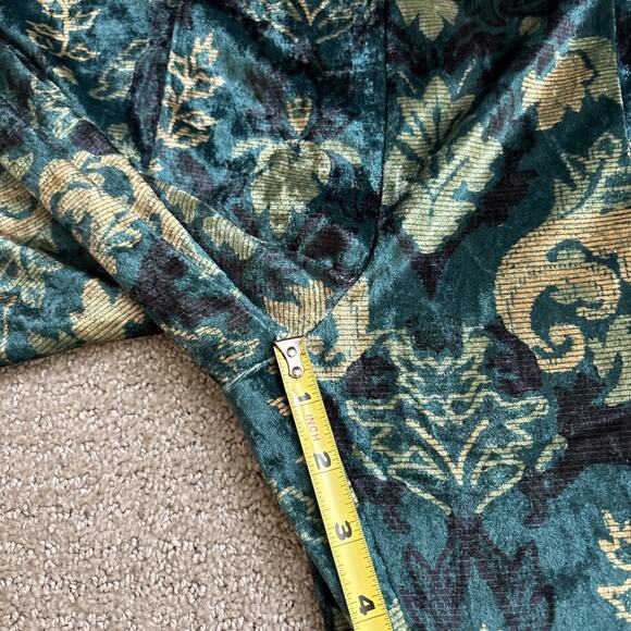 NWT Free People Hold Me Closer Flare Bell Bottom Pants Blue Velvet Emerald Sz XL - Picture 7 of 9